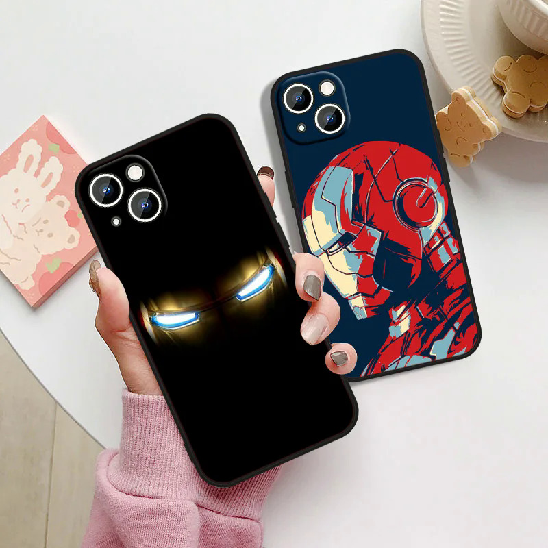 Marvel Iron Man Phone Case For Apple iPhone 14 13 12 11 Pro Max mini XS XR X 8 7 6S 6 Plus Black Soft Funda Back Cover Coque. 