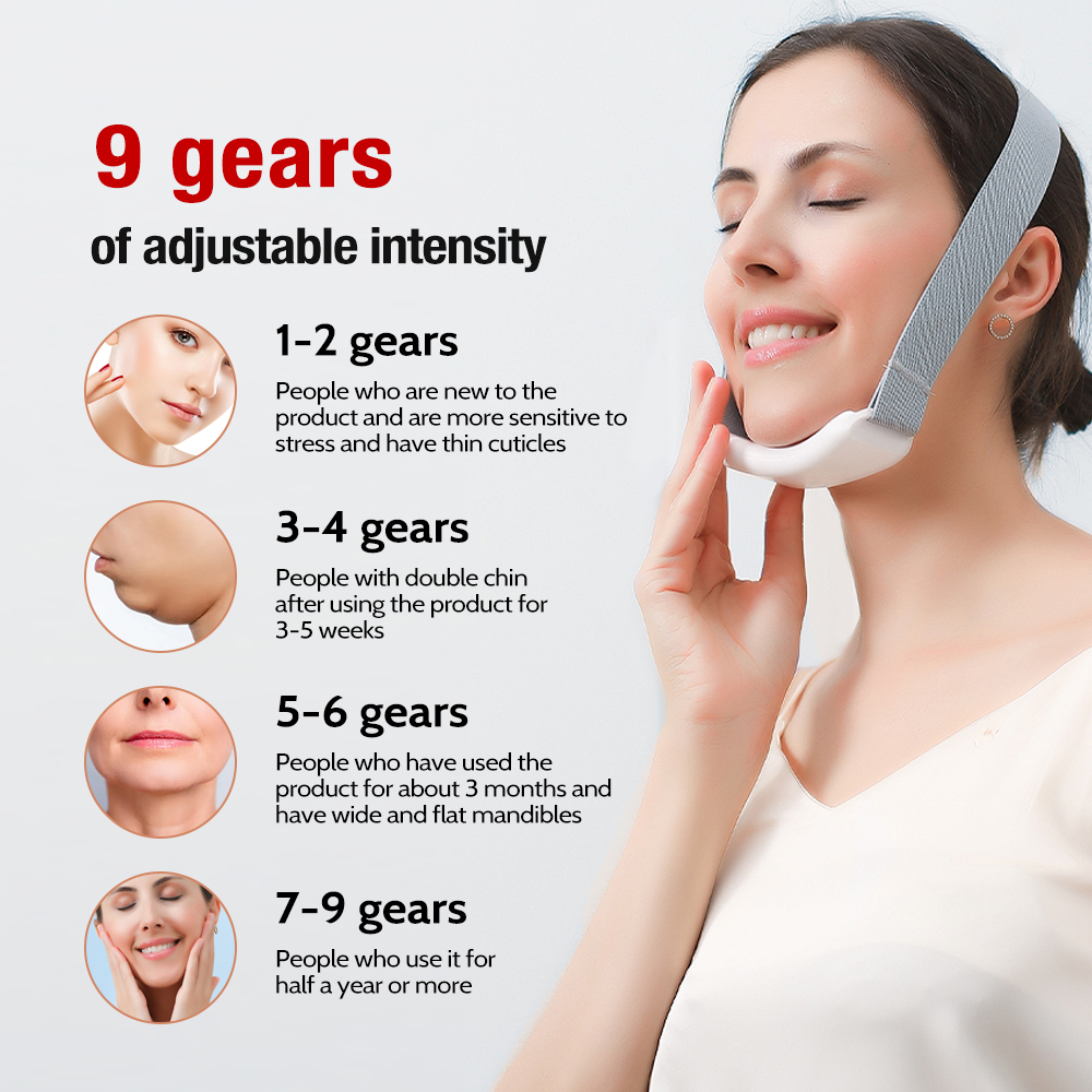 EMS Microcurrent Facial Lifting Massager 6-Mode Heated Skin Tightening Slimming Double Chin V Shape Lift Belt Face Fat Burning. 