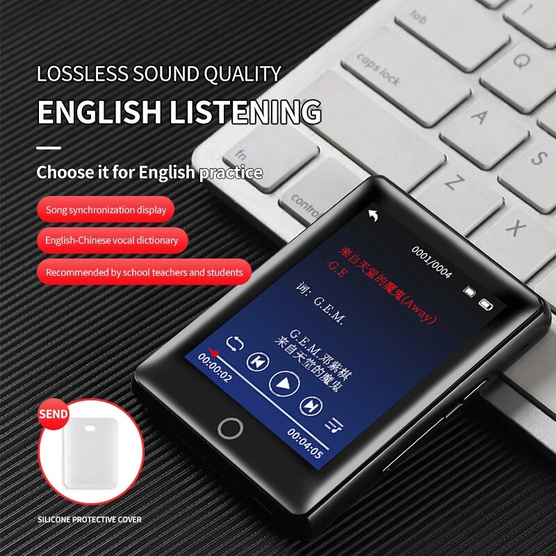 Metal full screen 3.0-inch MP3 music player Bluetooth 5.0 external playback small portable walkman MP4 touch screen/FM/e-book/re. 