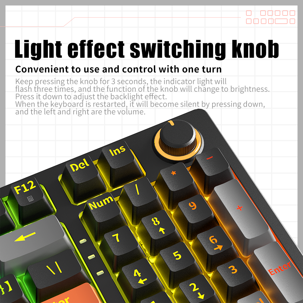 ZIFRIEND KA981 Full Size RGB Mechanical Keyboard Wired USB Keyboard 98 Keys Red/Blue Switch Hot Swappable for Windows Gamer. 