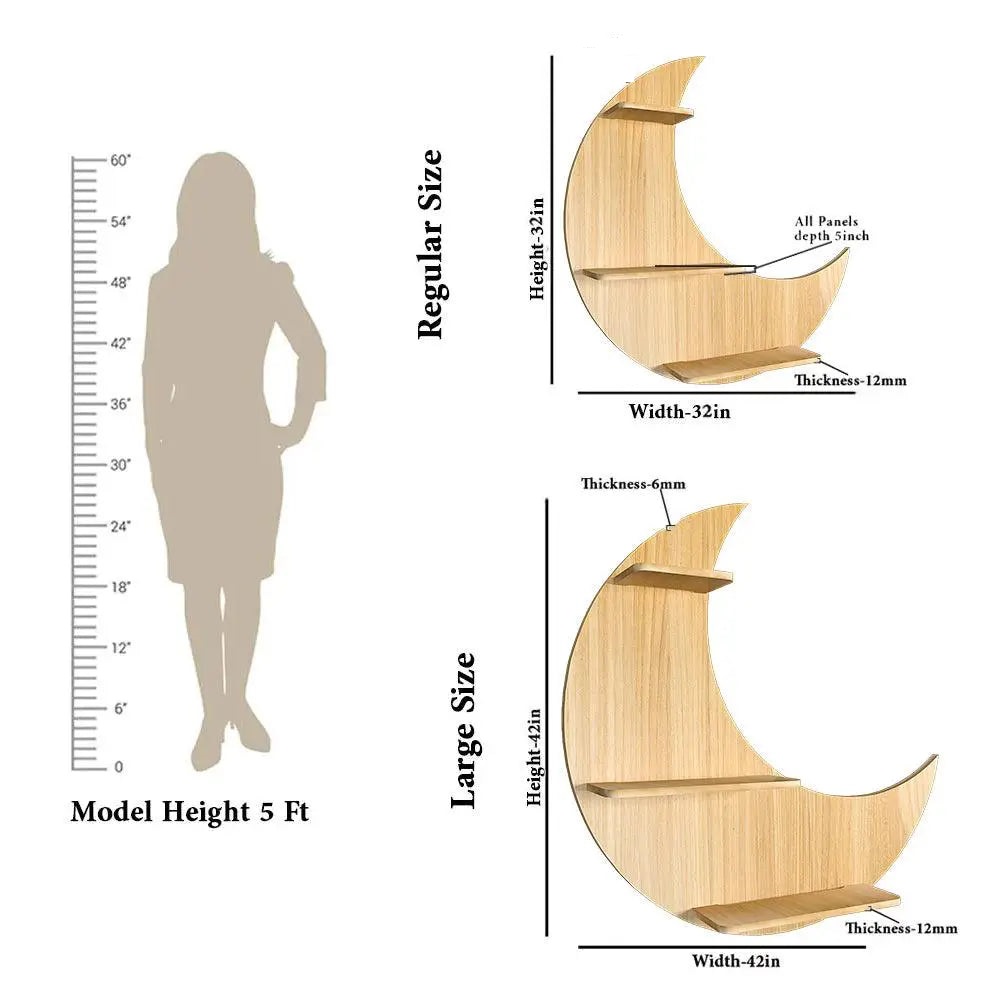 Moon wall shelf ,Book shelf, Walnut finish , toy shelf. 