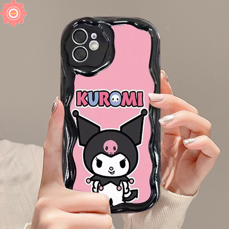 Cartoon Cute Sanrio Funny Kuromi Phone Case For Oppo A38 A76 A58 A78 A16 A98 A7 A5 A15 A53 A9 A54 A57 A17 A12 A5s A55 A95 A74 A96 A17k A1k A52 A3s A31 A16K A77s A77 Reno 8T 5 4F 3D Wavy Curved Edge Glossy Soft Cover. 