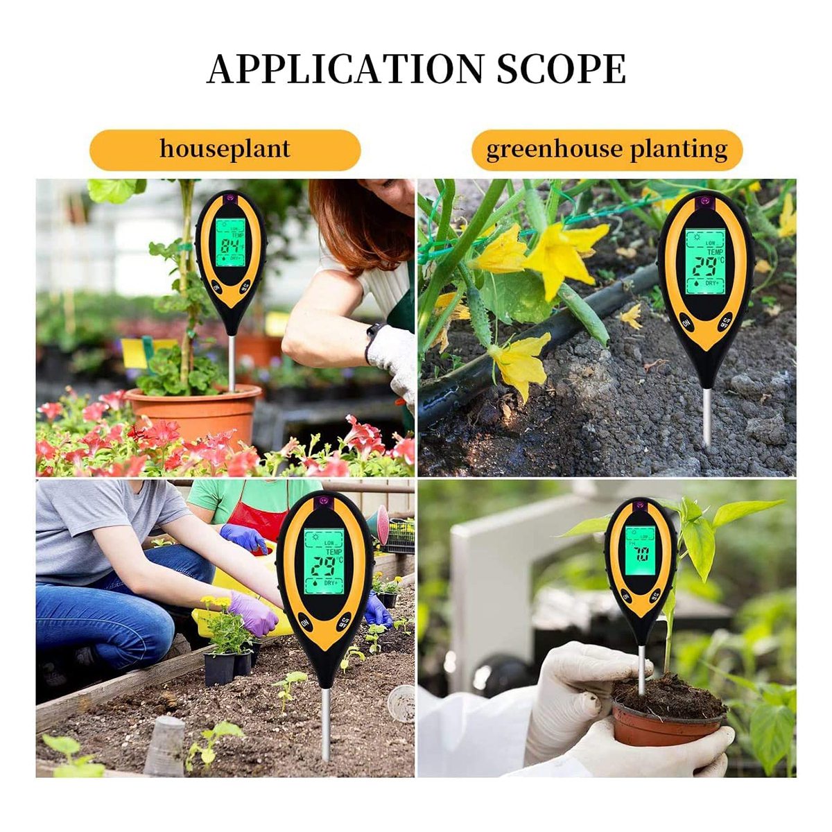 Soil PH Meter Soil Tester, 4 in 1 Soil Test Kit, Testing Kits. 
