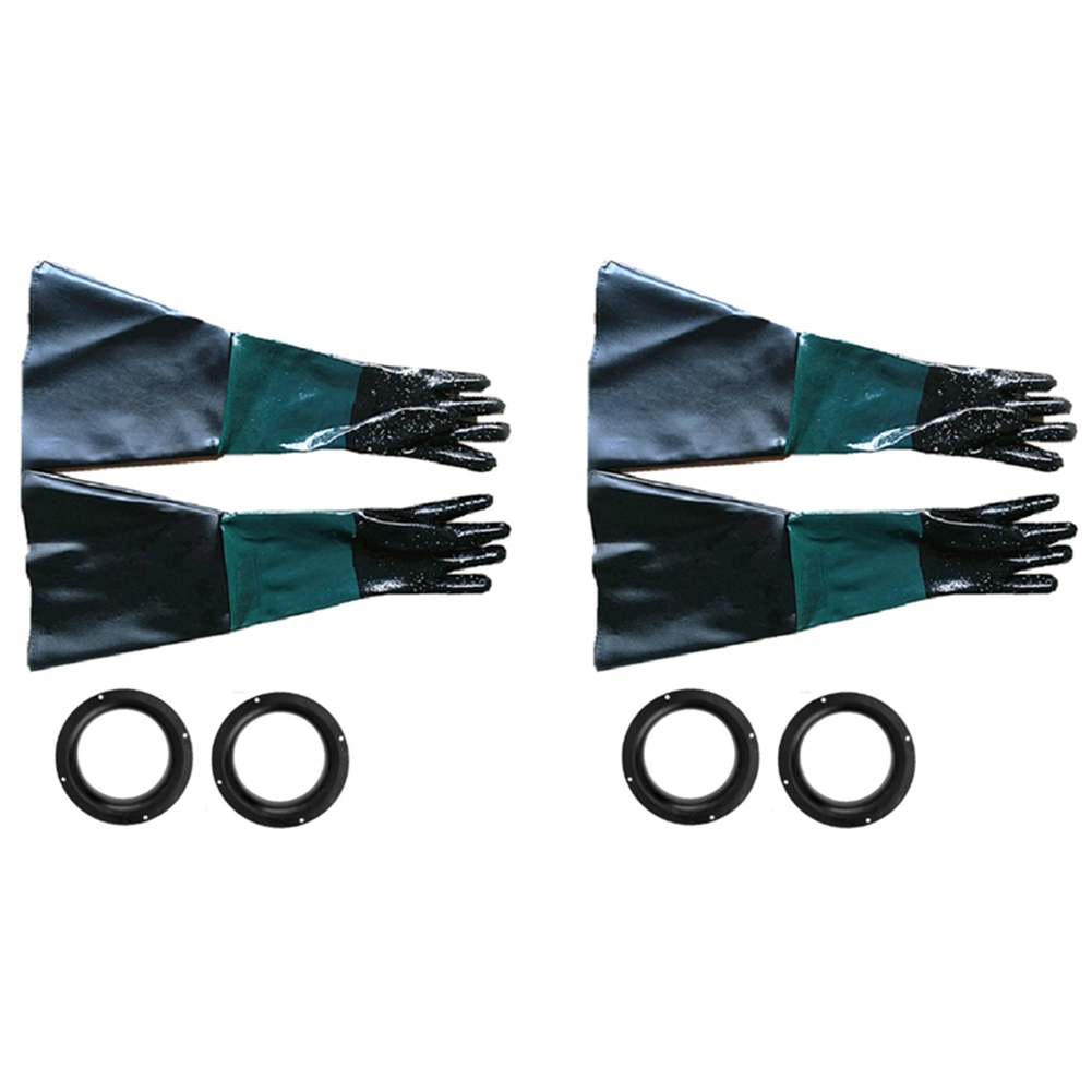 2Pair Rubber Sandblasting Gloves 60cm Heavy Duty Working Protective Sandblaster Gloves