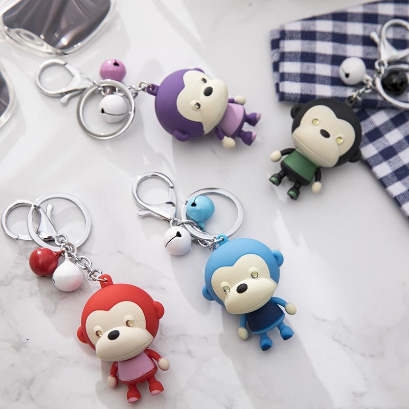 BS-001 Monkey Doll LED Sound Luminous Keychain Mobile Phone Pendant Creative Gift Cartoon Flashlight. 