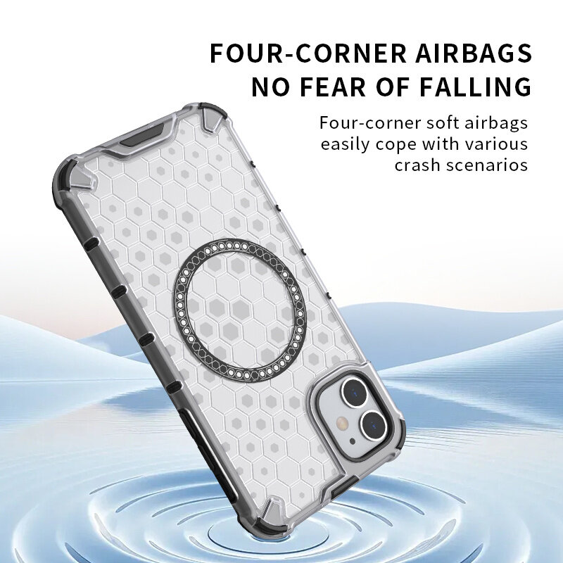 For Apple iPhone 11 Case Honeycomb MagSafe Shockproof Camera Protection Back Cover ip11 casing. 