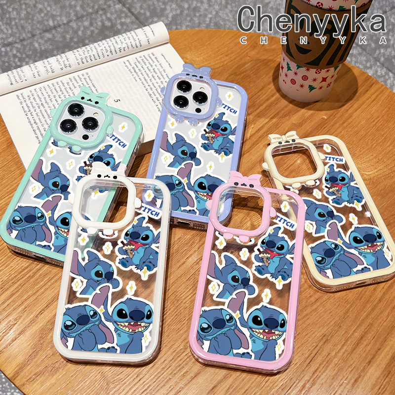 Chenyyka For Realme C2 C2S OPPO A1K Case Cartoon Cute Stitch Shockproof Clear Phone Cases Lovely Little Monster Camera Lens Protective Cover Soft Silicone Transparent Shell. 