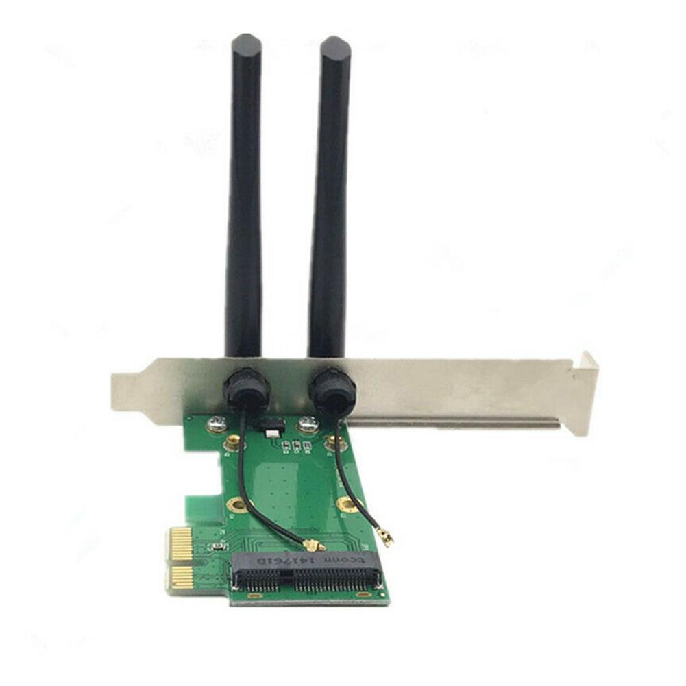 Wireless Wifi Network Card Mini PCIE To PCI-E 1X Desktop Adapter Accessories Antennas Computer Parts 2 Antennas Adapter. 