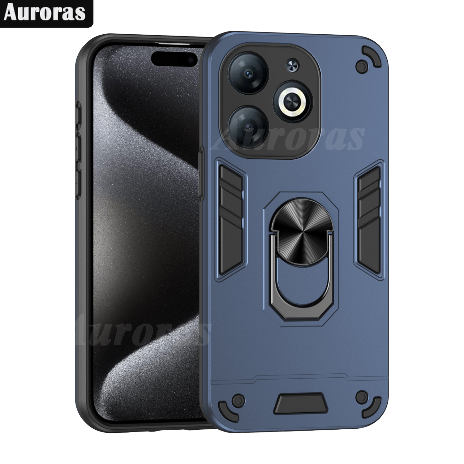 For Tecno Spark 20 20C Phone case Silicone Armor Metal Ring Stand Case Armor Back Protective Shockproof Hard Dual Layer for Tecno Spark 20C 20 Cover Casing HP. 