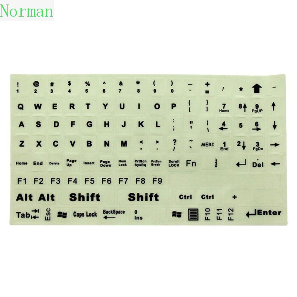 NORMAN1 Backlight Fluorescent Keyboard Cover General Large Letter Sticker Keyboard Sticker English PC Laptop 1PC Luminous Standard Glow In The Dark Full Keyboard
