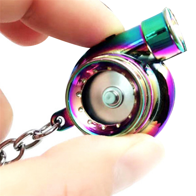 Car Turbo Spinner Keychain with Real Sound and LED Light Mini Turbocharger Key Chain for Car Keys Accessories ,B. 
