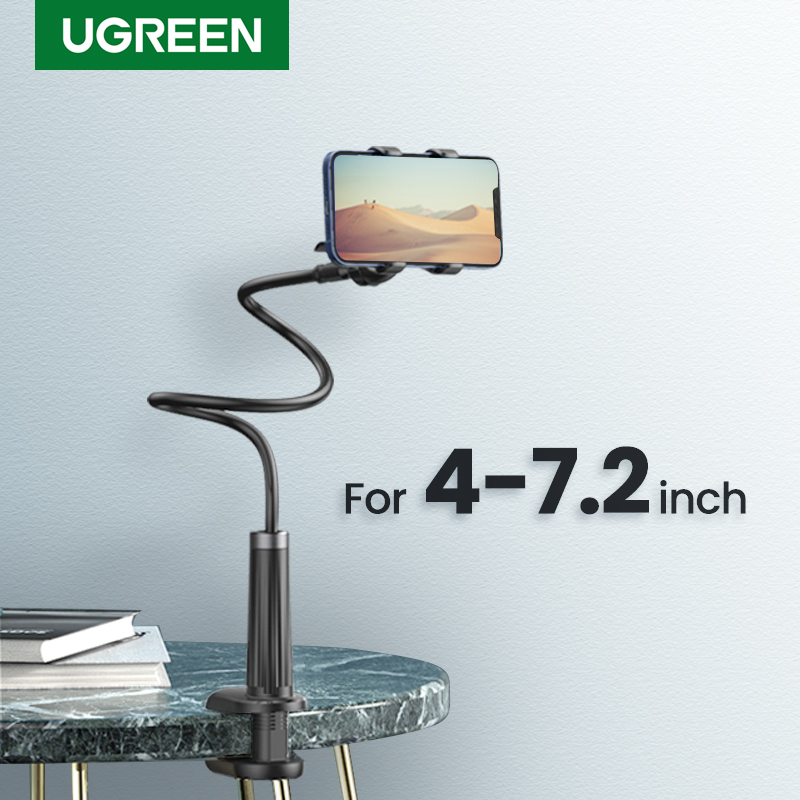 UGREEN Gooseneck Clip Phone Holder for Bed Desk Cell Phone Mount Flexible Lazy Long Ar-m Cla-mp Headboard Hand Free Overhead for iPhone Pro Max Samsung Galaxy Ultra