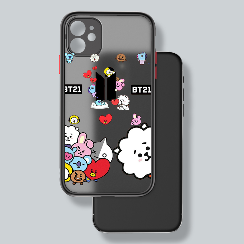 The B-BTS Cute For Apple iPhone 15 14 13 12 11 mini Pro Max 8 7 6S 6 XR X XS Plus Frosted Translucent Phone Case. 