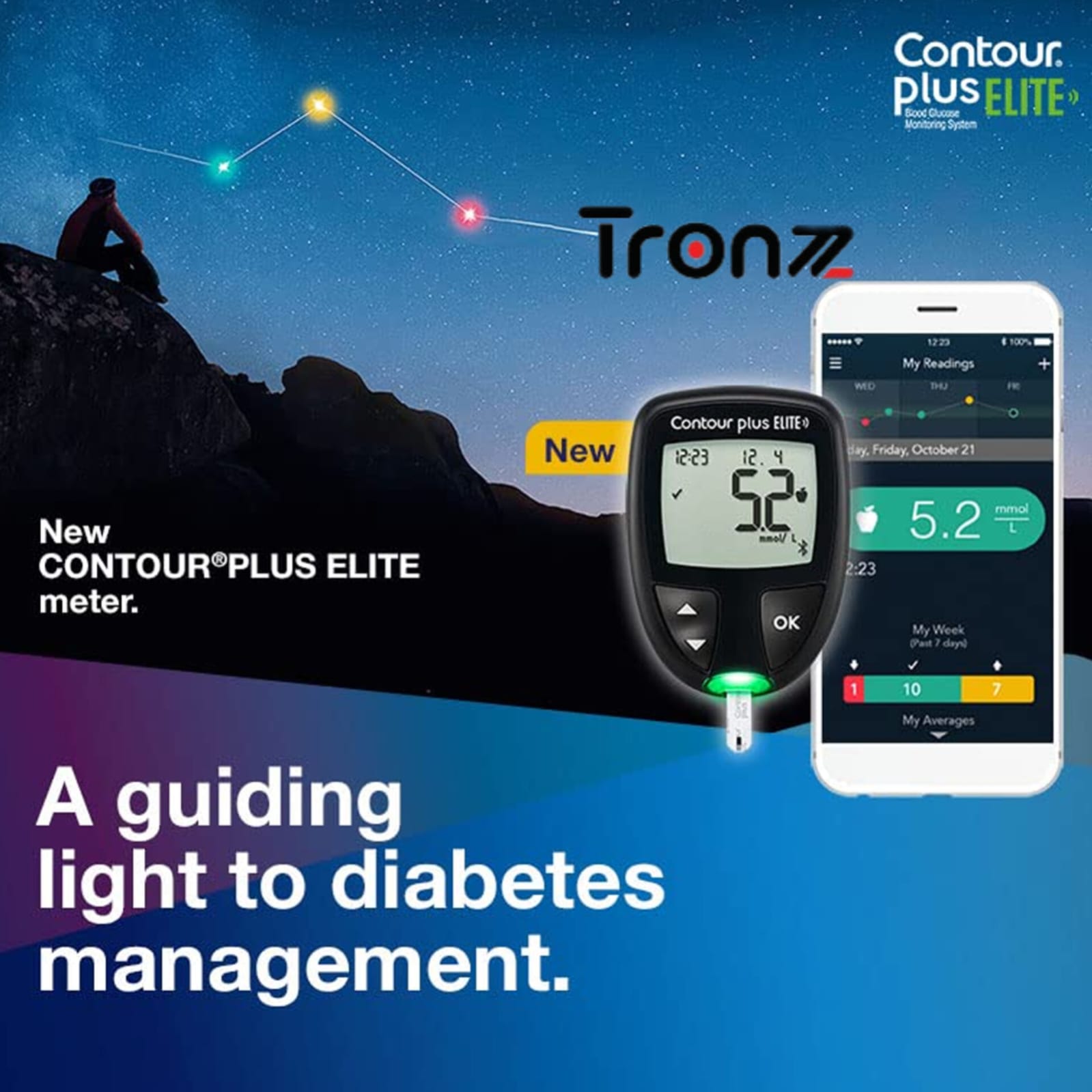 Latest BT Apps Version Contour PLUS ELITE Glucose Meter with Highly accurate and Most reliable Blood Sugar Machine and 25 Pcs Strip Bundle Offer by TRONZZ | Lifetime Brand Warranty by Square Pharmaceutical Ltd. / TRONZZ.com. 