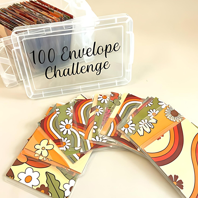 100 Envelope Challenge Box Set, Easy And Fun Way To Save $10,000 Money, Envelopes Money Saving Challenge, Savings Challenges Demoo