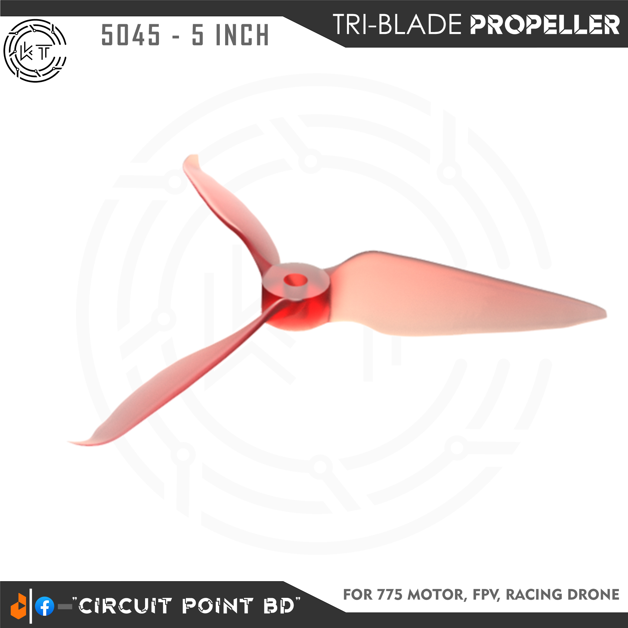 2Pcs 5 Inch Propeller (CW + CCW) 3 Blade / Tri-Blade High Quality Props for Drone, FPV Racing Drone, Plane or Drone Camera.. 