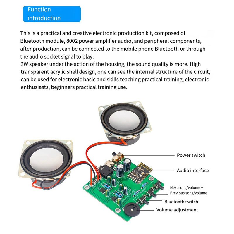 2-Channel Bluetooth Speaker Stereo Amplifier Board Electronic Product DIY Production Circuit Board Welding Kit. 