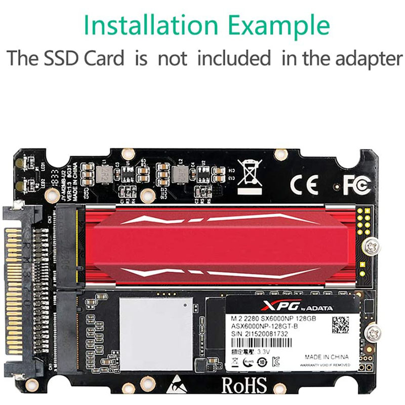 2 In 1 M.2 NVMe SATA U2 M.2 NVME SSD Key M Key B SSD To U.2 SFF-8639 Adapter PCIe M2 Converter Desktop Computer Parts. 