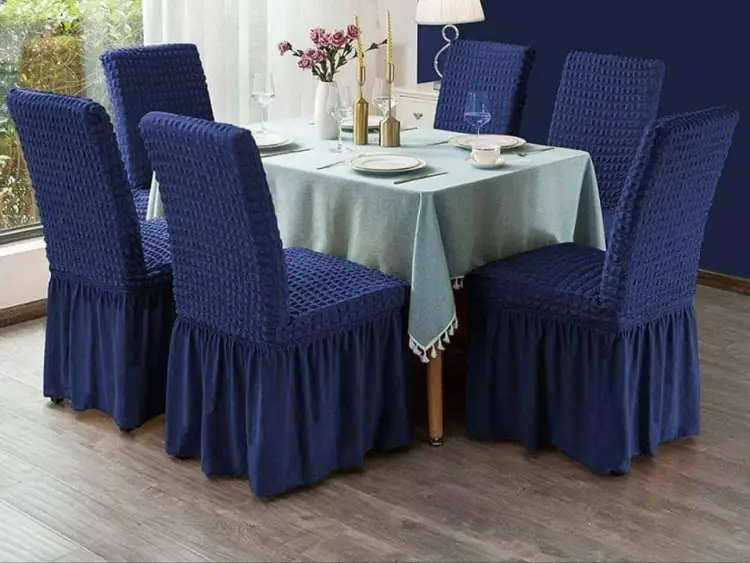 Chair covers navy discount blue