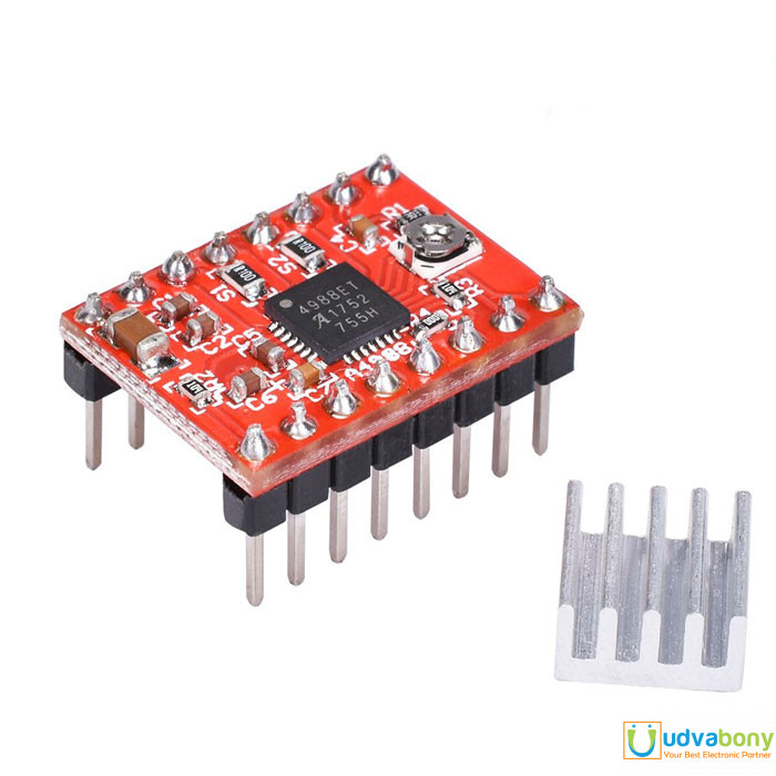 RED A4988 A-4988 4988 Stepper Motor Driver Module With Heat Sink Stepper Motor Driver For 3D Printer Control Board Electronics Circuitry & Parts. 