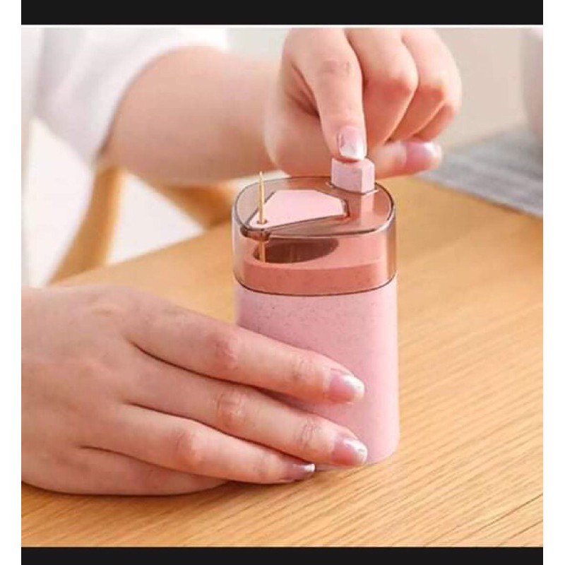 Automatic Toothpick Box Wheat Straw Toothpick Holder Container Portable Pop-up Toothpick Dispenser Storage Box. 
