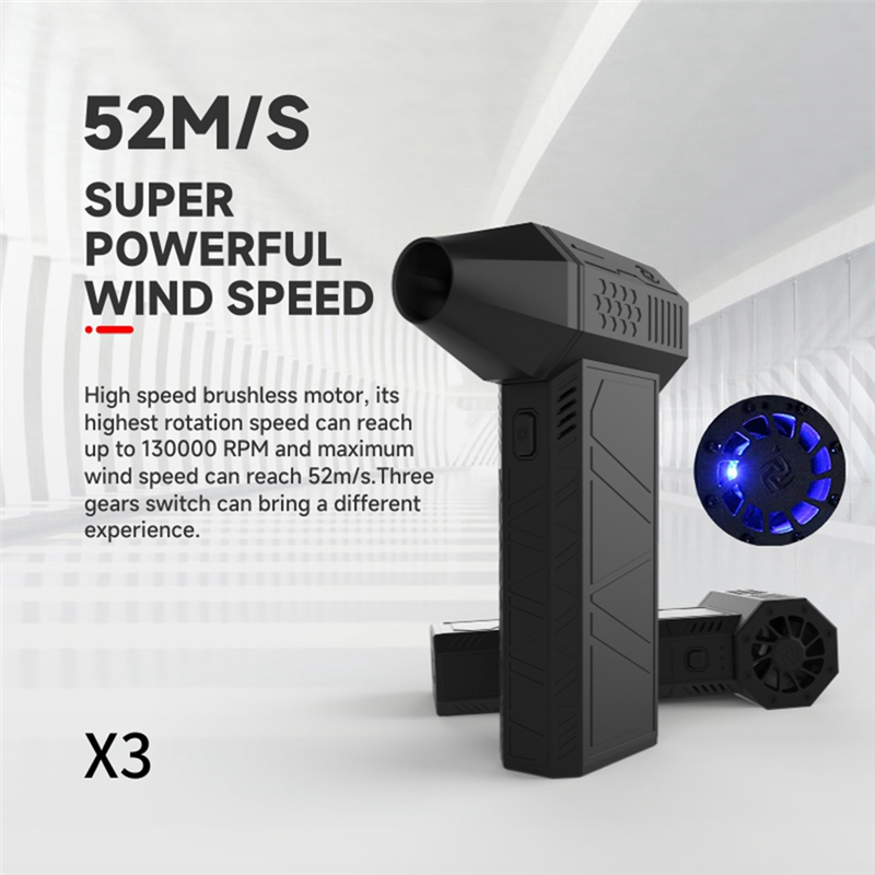 X3 Upgrade Mini Turbo Jet Fan Powerful Blower 130000R PM50+M/S 3000MAh Violent Turbo Fan for PC Keyboard Camera Easy to Use. 