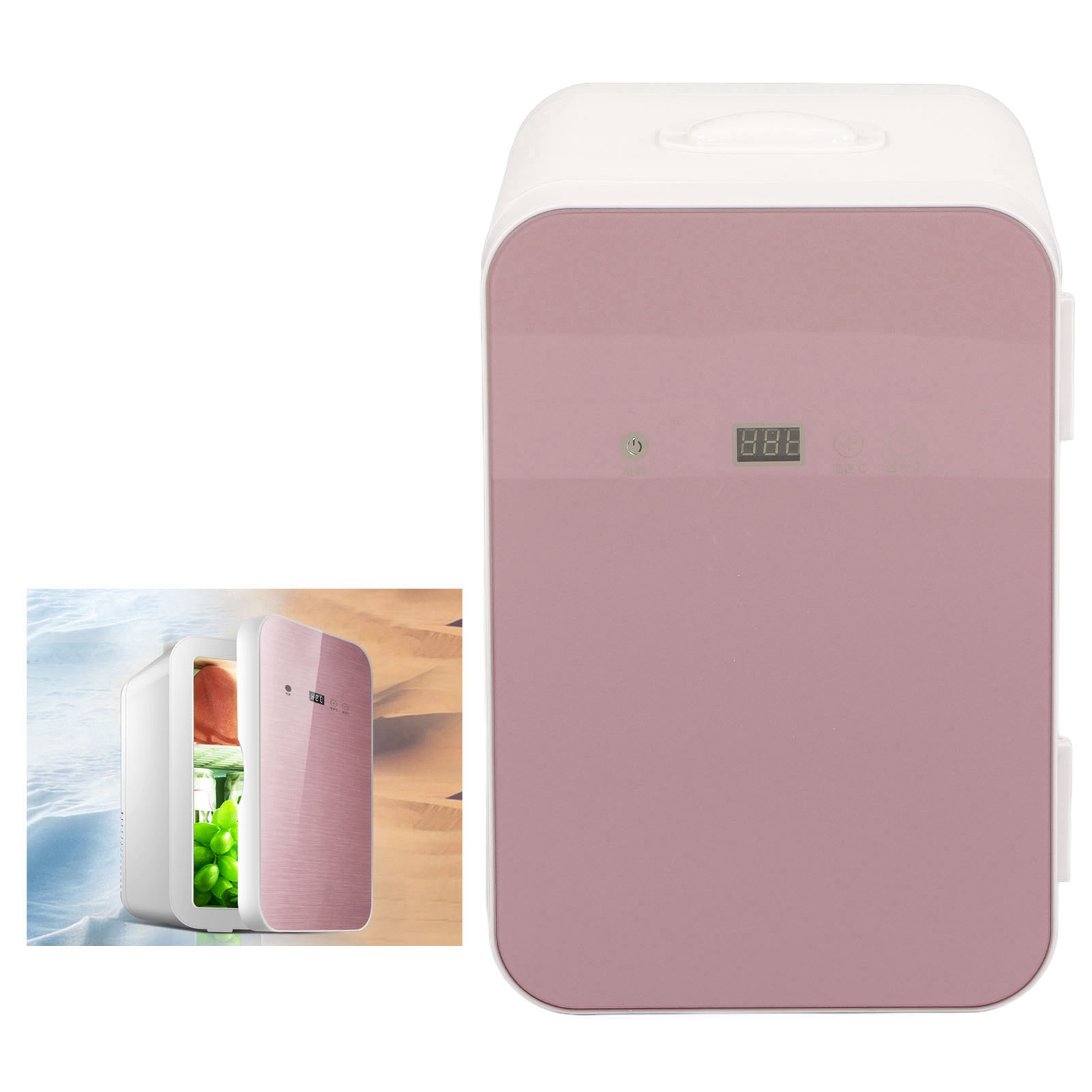 Mini Fridge Rose Gold 8L Digital Display Desktop Cooler Warmer with Vehicle Cable for Travel EU 220‑240V