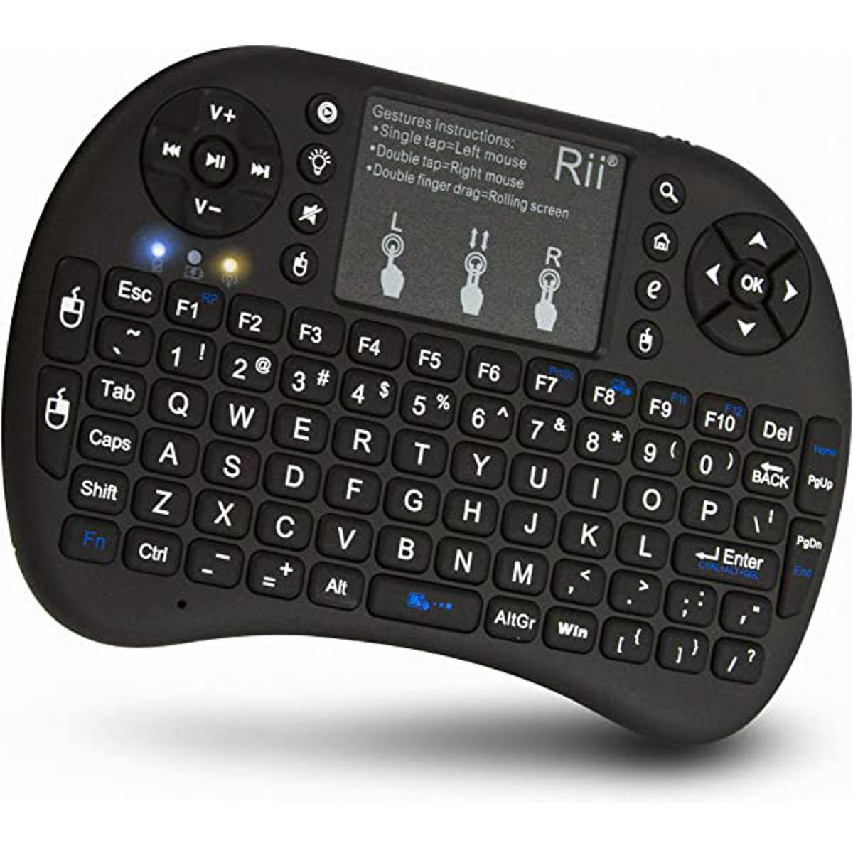 I8-B Backlit Mini Keyboard With Touchpad Mouse - Enjoy Wireless Convenience With Rechargeable Backlit Keyboard - Perfect For Gaming And Office Use. 