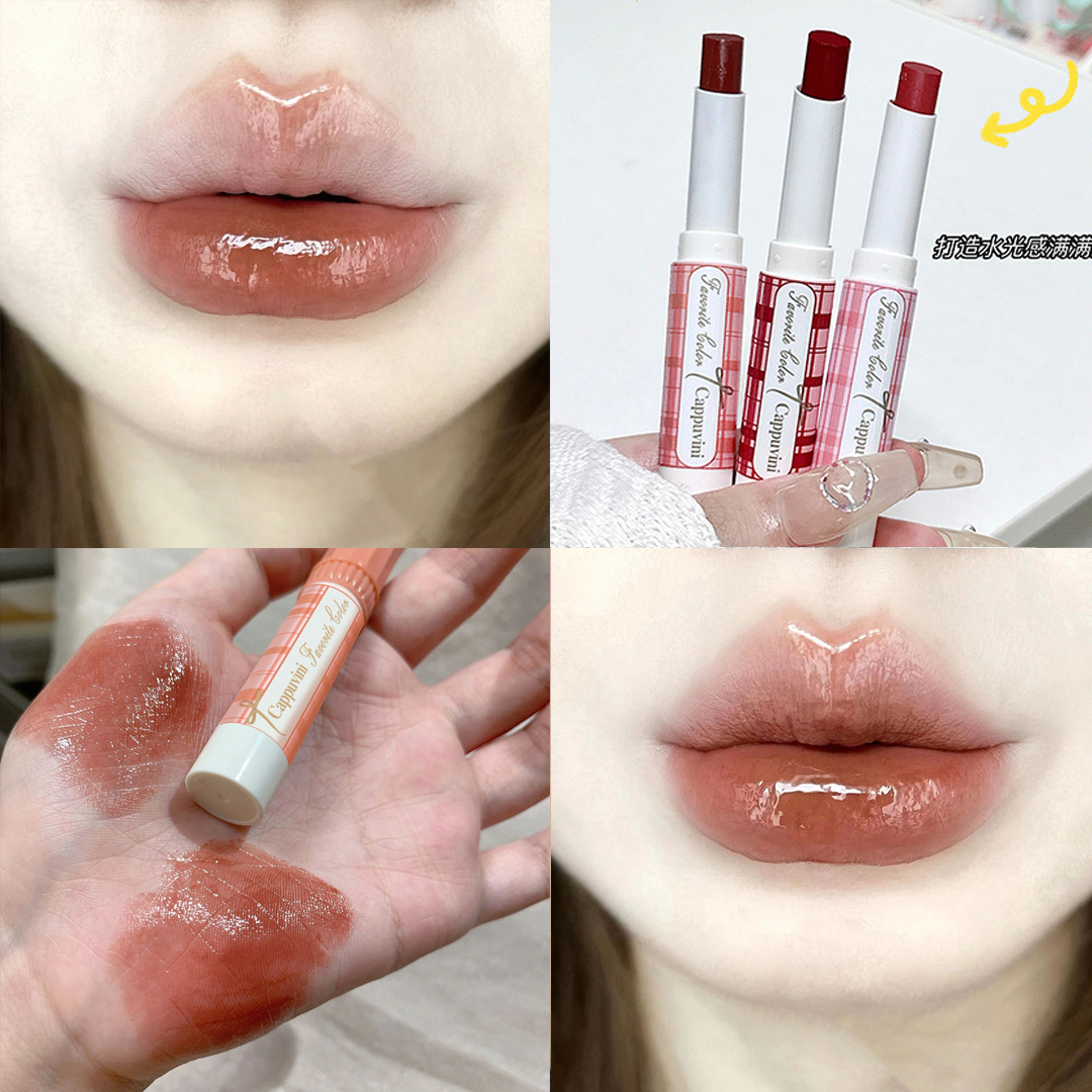 Cappuvini Bow Mirror Lipstick Lasting Makeup Pigment Not Easy to Stick to a Cup of Water Shine Mirror Lipstick Primer Lipstick