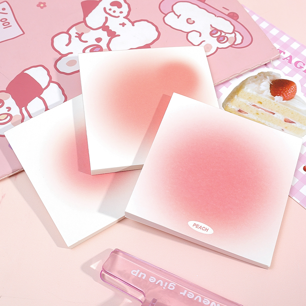 50 Sheets/Book Artistic Fancy Gradient Color Memo Pads Cute Kawaii Pink Sticky Notes Post Hand Account Notepads Aesthetic Stationery Gift. 