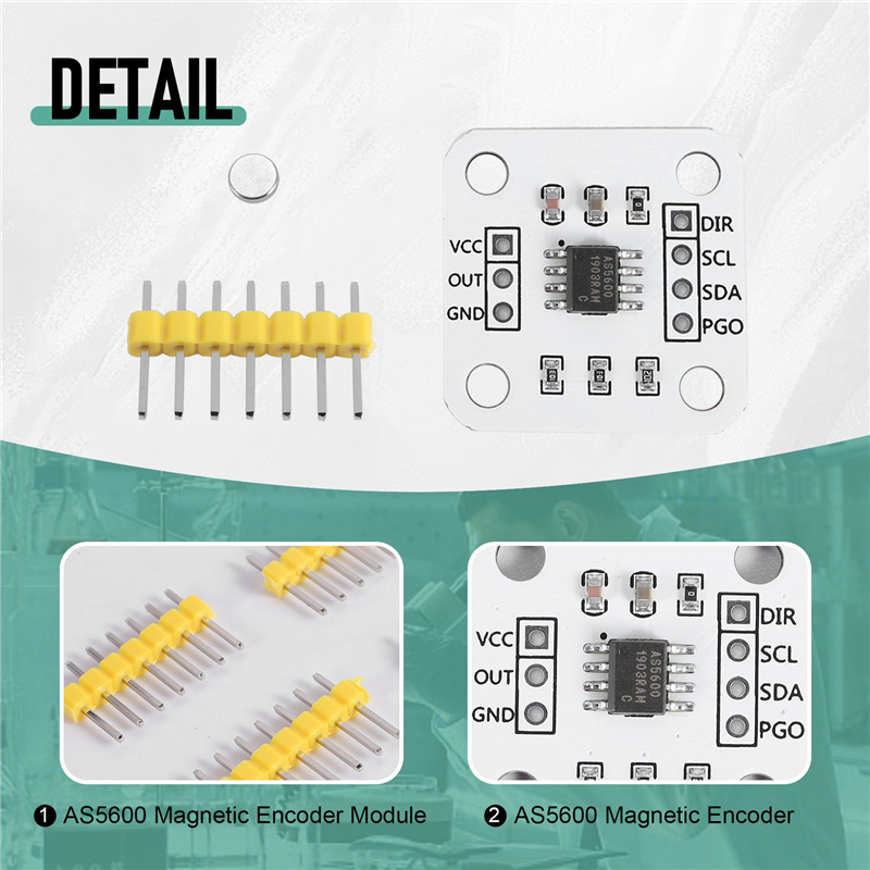 4Pcs AS5600 Magnetic Encoder Magnetic Induction Angle Measurement Sensor 12Bit High Precision. 