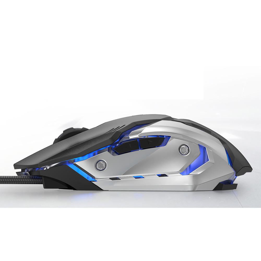 Wired 3200 DPI Gaming Mouse 4 Adjustable DPI Levels/6 Programmable Buttons/4-Color Breathing Light/ Left&Right Mute Buttons Black. 