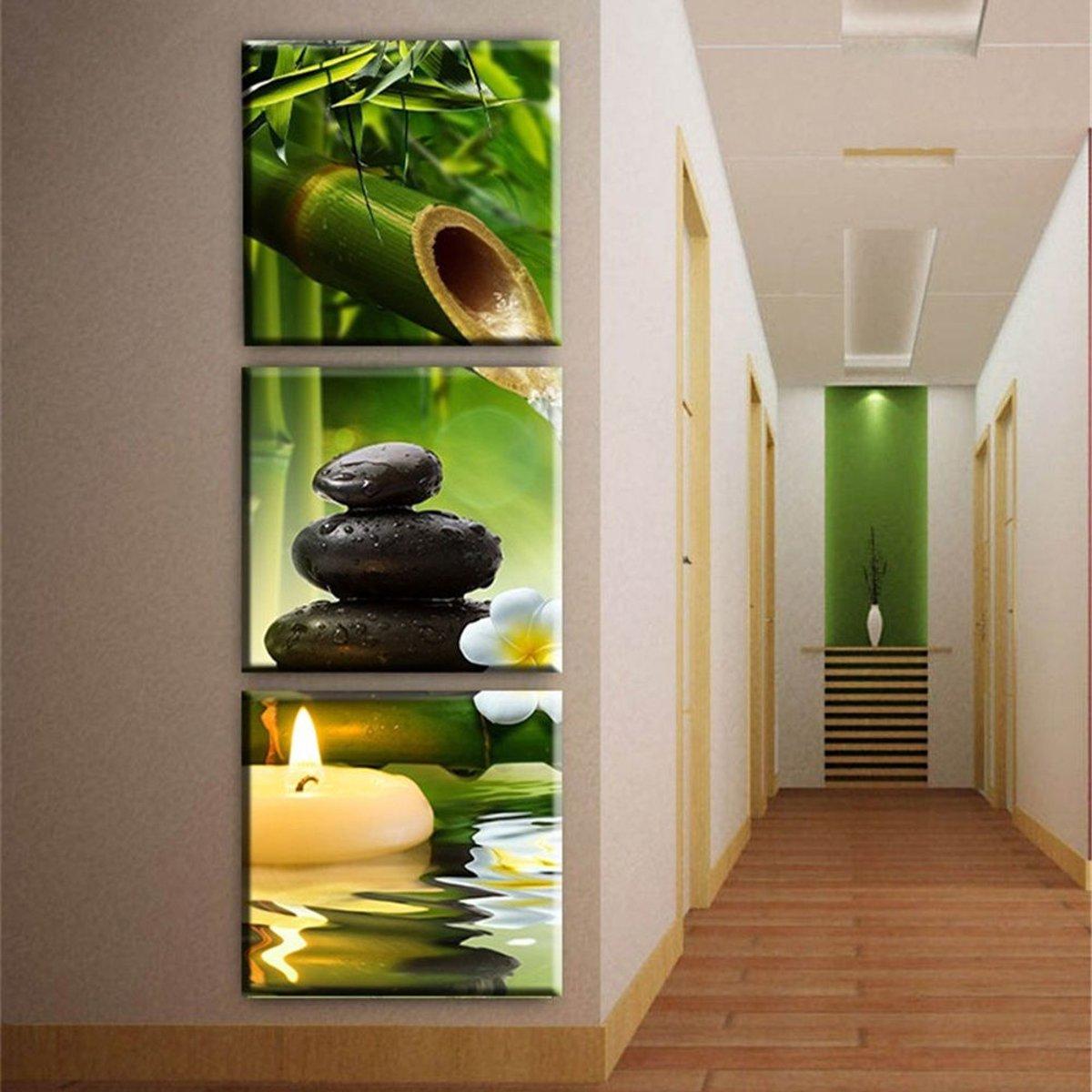 3Pcs Dew Bamboo Green Nature Canvas Print Art Painting Modern Home Wall Decor 