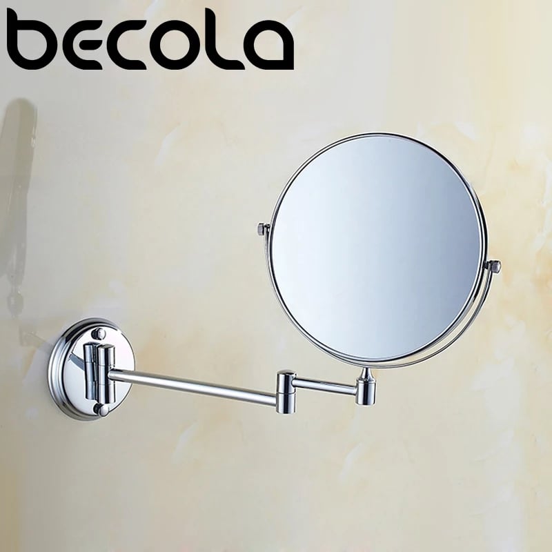 Hotel 8inch Diameter Bathroom Shaving Makeup Mirror Wall Mount Two Sides Chrome Extendable Swivel Mirror with 3X Magnifying. 