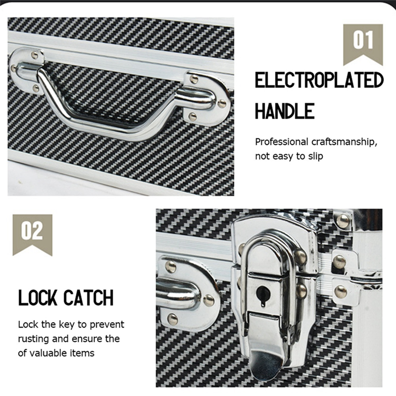 Carbon Fiber Tool Box Aluminum Tool Case Suitcase Equipment Hard Carry Bag Instrument Hard Case Portable Toolbox Easy to Use A. 