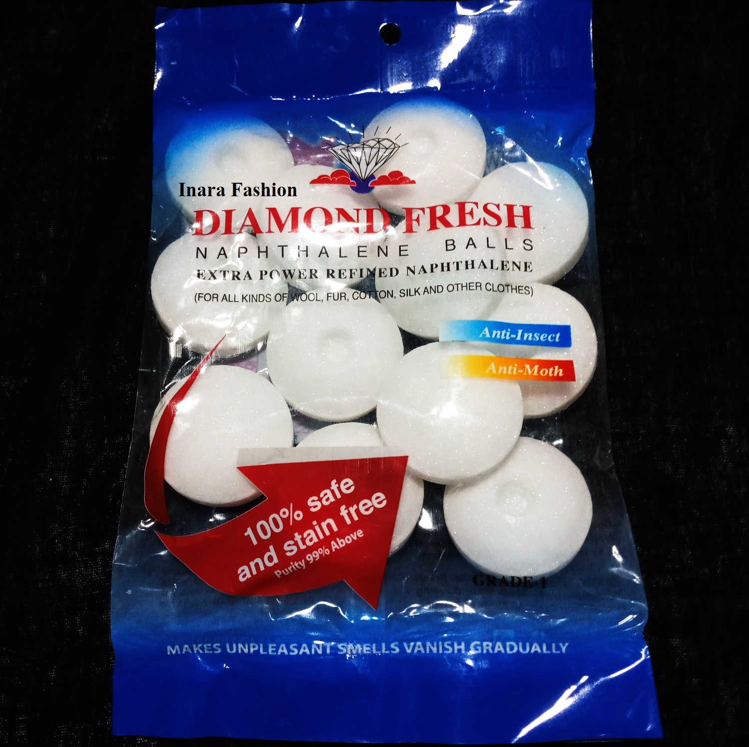 Super Big Size Naphthalene 12 Pieces Ball -1 Packet - Mosquito Bat. 