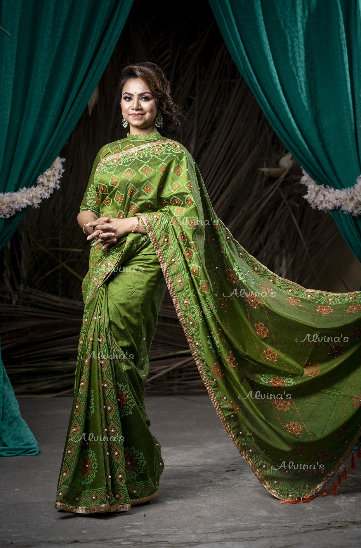 Exclusive Designer Olive Half Silk Saree For Woman Buy Online At Best Prices In Bangladesh Daraz Com