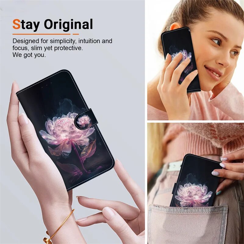 408 New Painted Case for TCL 408 Wallet Cases for TCL 408 TCL408 Etui Cartoon Flower Butterfly Soft PU Leather Stand Book Cover. 