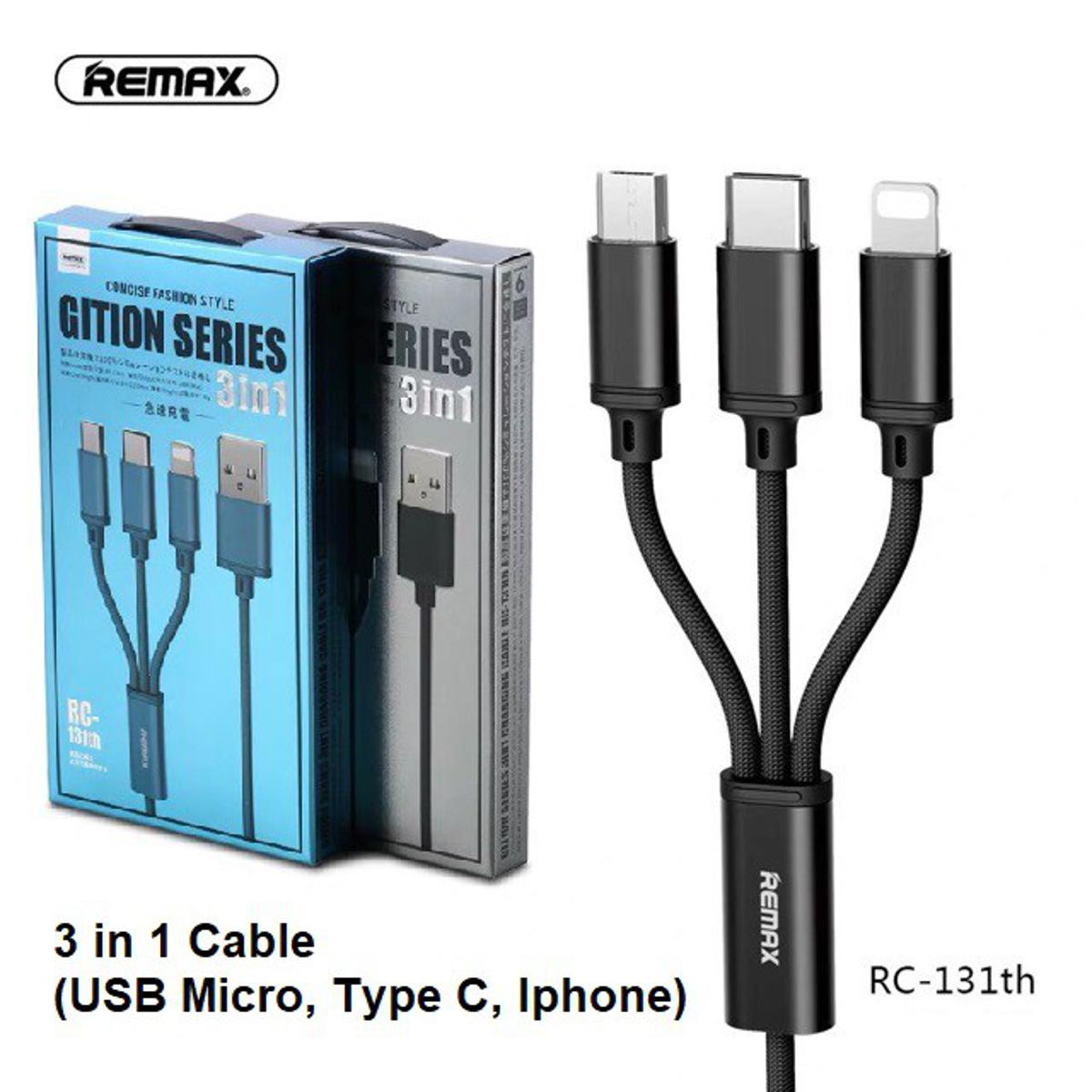 Remax CONCISE FASHION STYLE GITION SERIES 3in1 - Micro USB, Type-C, Lightning Charging Cable