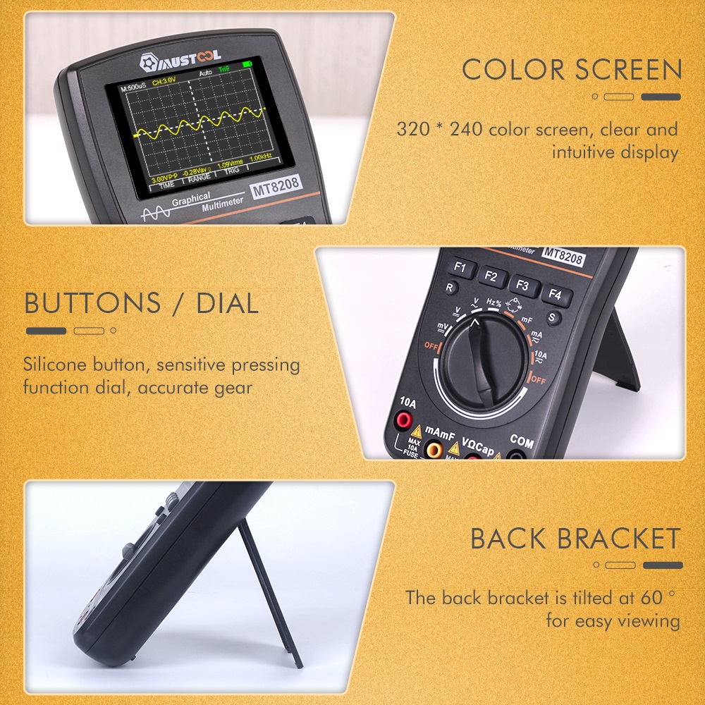 MT8028 2 in 1 HD Intelligent Graphical Digital Oscilloscope Multimeter With 2.4 Inches Color Screen for Electronic Test. 