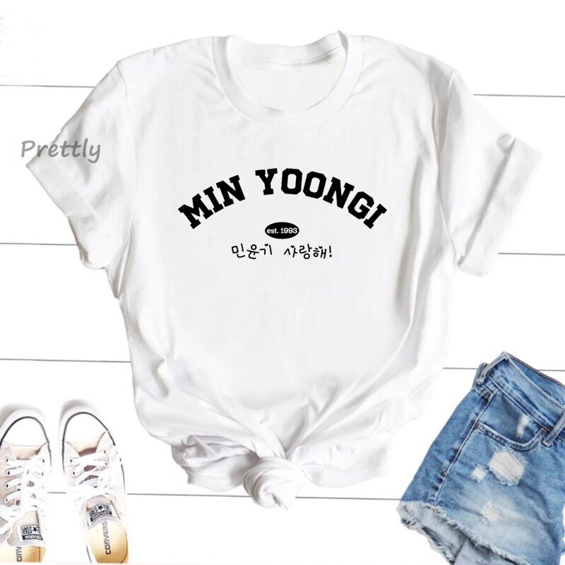 Suga Agust D Tshirt Korean Style Clothes Min Yoongi Tshirt K-Pop Fan Bangtan Tee Shirt Streetwear 90s Trend Short Sleeve Tshirt. 
