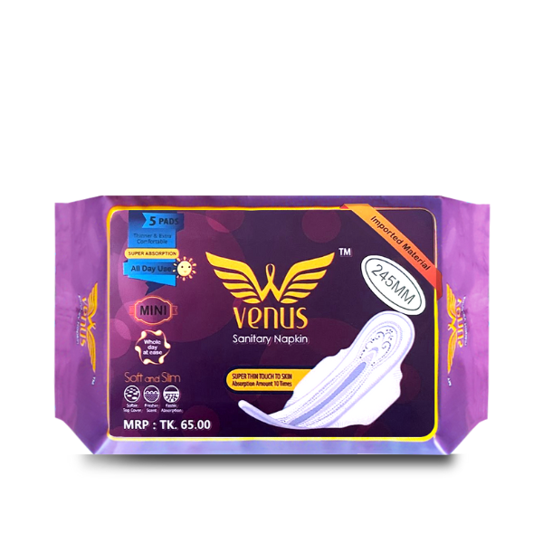 Venus Sanitary Napkin - Wings System - Ultra Thin - 100% Cotton -  Single Pack - 5 Pads