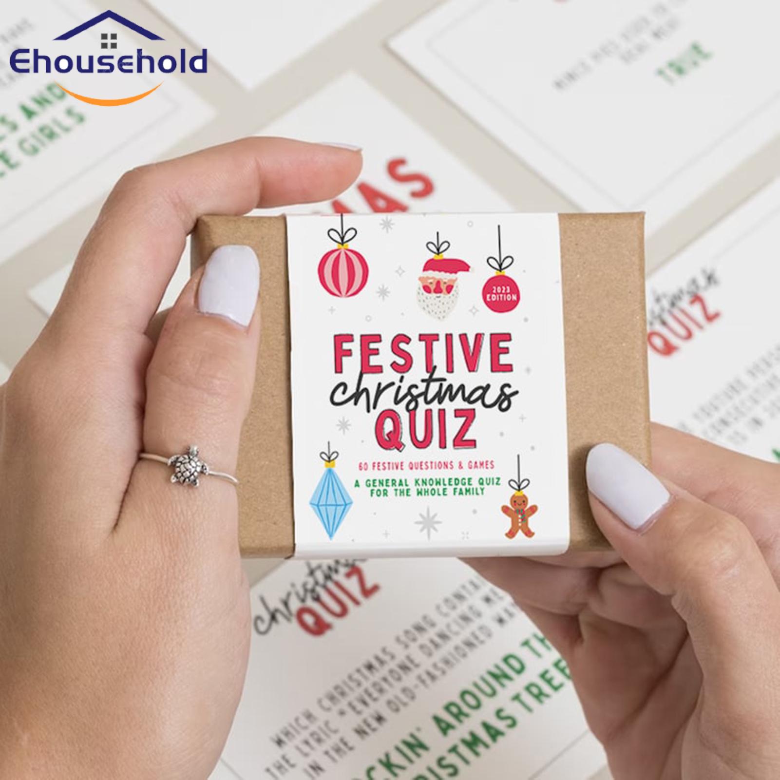 General Knowledge Quiz Card Fun Christmas Trivia Game Card Set Interactive Activity for the Whole Family Perfect Holiday Gift Christmas Quiz Card. 
