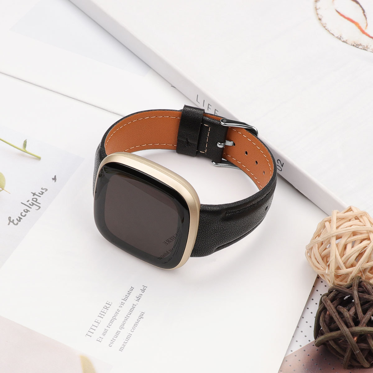 Fitbit Versa3 Smart Watch, Full Package Grain Belt, Cowhide, Versa4 Leather Strap. 