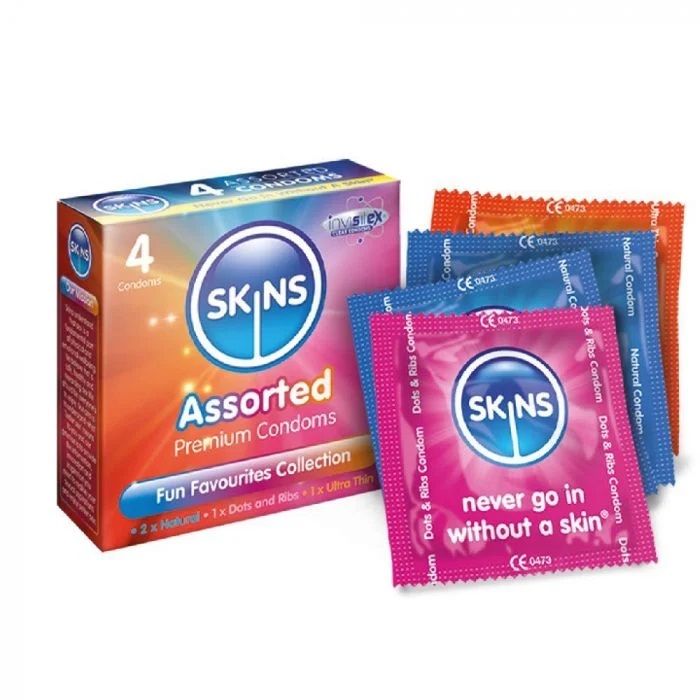 SKINS Assorted Premium Condoms 3,s Combo Pack (4x3)=12Pcs (UK). 