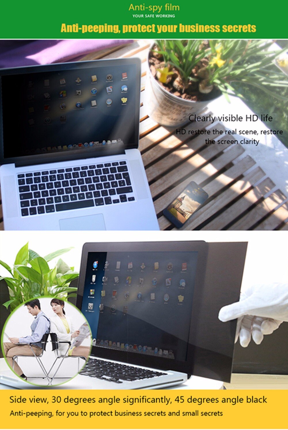 13.3 inch 16:10 28.6cm*17.9cm Screen Protectors Laptop Privacy Computer Monitor Protective Film Notebook Computer Privacy Filter. 