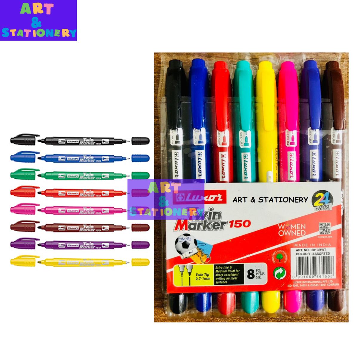 Luxor Twin Marker 150, Assorted Color, Pack of 8pc