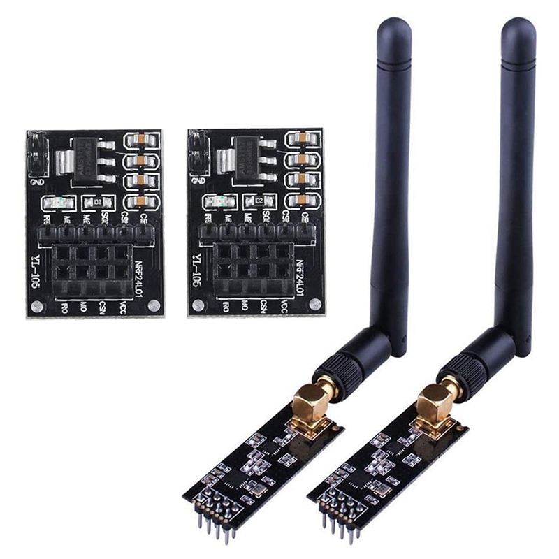 2Pcs NRF24L01+PA+LNA RF Transceiver Module with SMA Antenna 2.4 GHz 1100M + NRF24L01 Wireless Module for Arduino. 