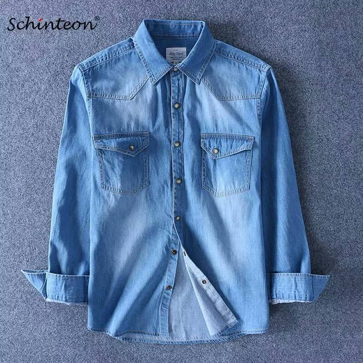 Denim Long Sleeve Casual Shirt for Men 