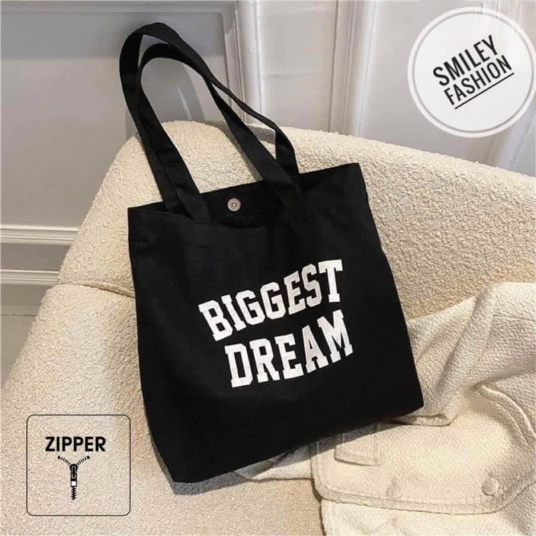 Canvas Tote Bag/Fashionable Top Handle Bag Off White Color with Zipper for girls For University/College/Trendy Fashionable Women